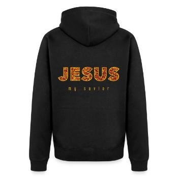 Jésus mon sauveur | Paillettes d'or - Veste à capuche bio Premium Unisexe - noir - Dos - Nico (187cm)