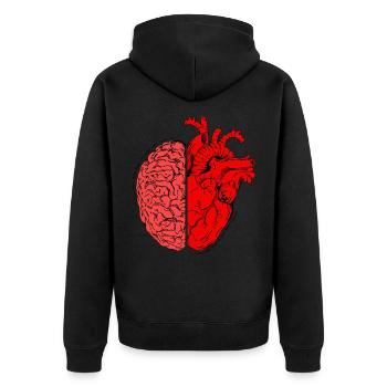 With the brain You think with the heart You feel - Unisex Premium Organic Zip Hoodie - black - Back - Nico (187cm)