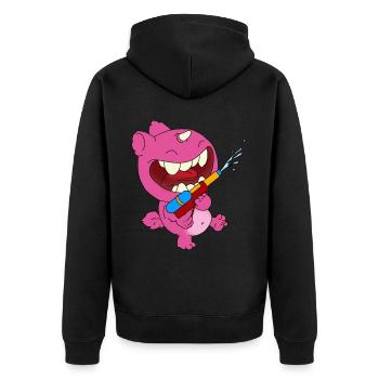 Coole Wasserpistole und Monster für den Sommer - Unisex Premium Bio Zip Hoodie - Schwarz - Hinten - Nico (187cm)