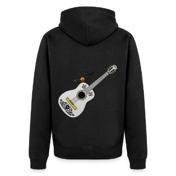 Coole Stillvolle weiße Gitarre Geschenkidee - Unisex Premium Bio Zip Hoodie - Schwarz - Hinten - Nico (187cm)
