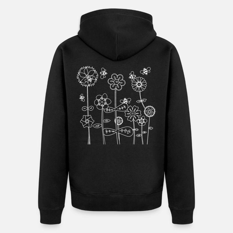 Abeilles à la recherche de nectar de fleur - Veste à capuche bio Premium Unisexe - noir