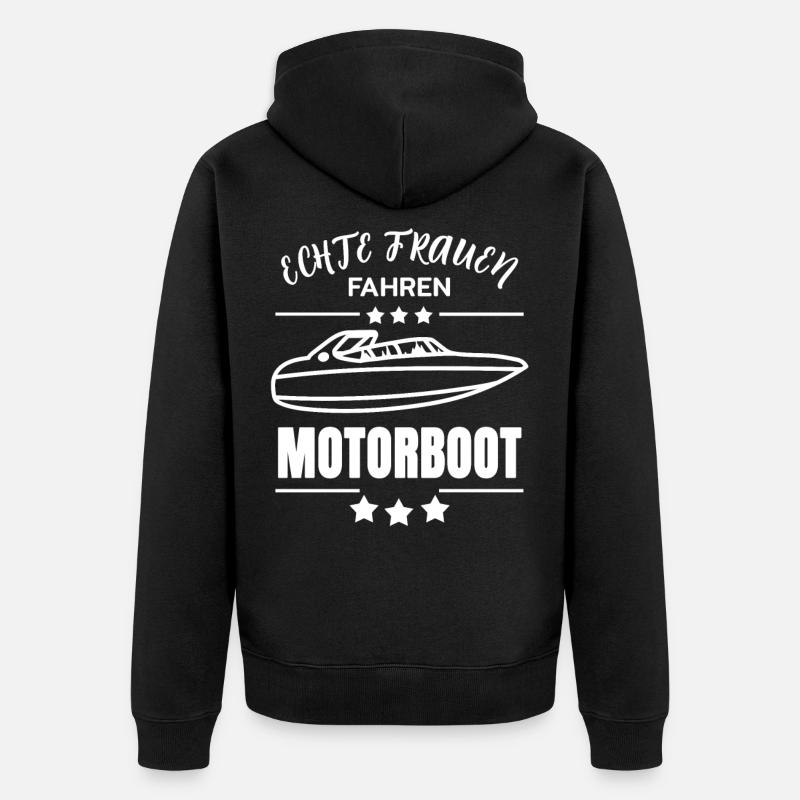 Motorboot - Unisex Premium Bio Zip Hoodie - Schwarz