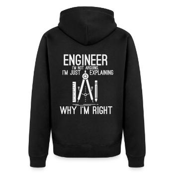 Ingenieur - Unisex Premium Bio Zip Hoodie - Schwarz - Hinten - Nico (187cm)