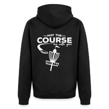 Frisbee - Unisex Premium Bio Zip Hoodie - Schwarz - Hinten - Nico (187cm)