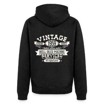 60th birthday - Unisex Premium Organic Zip Hoodie - black - Back - Nico (187cm)