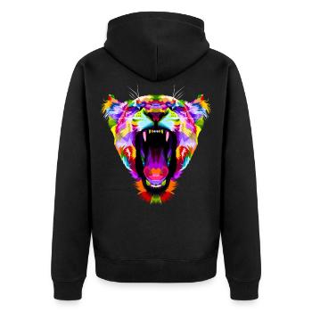 Tiger Predator Big Cat Polygon Colorful Gift - Unisex Premium Organic Zip Hoodie - black - Back - Nico (187cm)