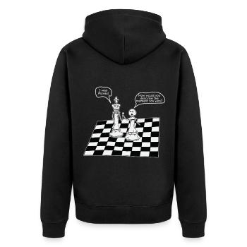 Schachmatt - Unisex Premium Bio Zip Hoodie - Schwarz - Hinten - Nico (187cm)
