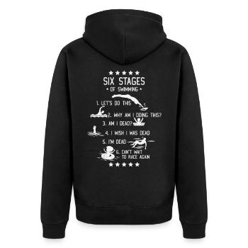 Schwimmen - Unisex Premium Bio Zip Hoodie - Schwarz - Hinten - Nico (187cm)