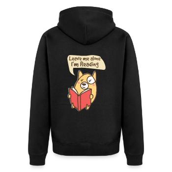 Lesen - Unisex Premium Bio Zip Hoodie - Schwarz - Hinten - Nico (187cm)