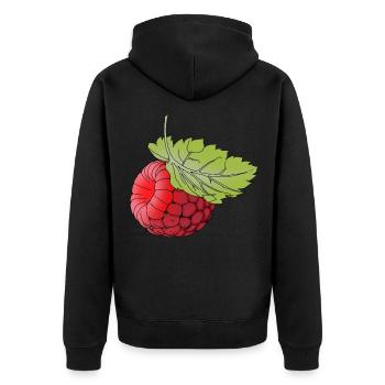Leckere Himbeere Geschenkidee für Obstsalat Fans - Unisex Premium Bio Zip Hoodie - Schwarz - Hinten - Nico (187cm)