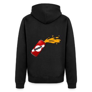 Dose Bier öffnen Geschenkidee für Bierkönige - Unisex Premium Bio Zip Hoodie - Schwarz - Hinten - Nico (187cm)