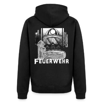 fire Department - Unisex Premium Organic Zip Hoodie - black - Back - Nico (187cm)