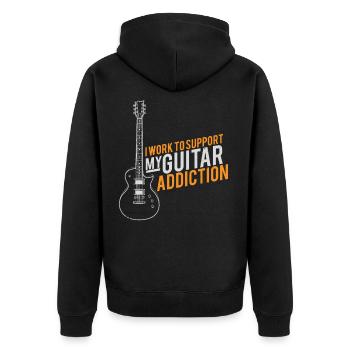 Gitarrist - Unisex Premium Bio Zip Hoodie - Schwarz - Hinten - Nico (187cm)