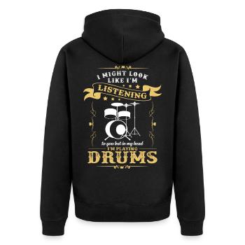 Drums - Unisex Premium Organic Zip Hoodie - black - Back - Nico (187cm)