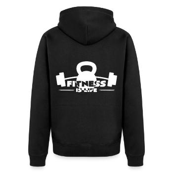 Sport - Unisex Premium Bio Zip Hoodie - Schwarz - Hinten - Nico (187cm)