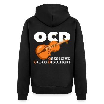 Cello - Unisex Premium Bio Zip Hoodie - Schwarz - Hinten - Nico (187cm)