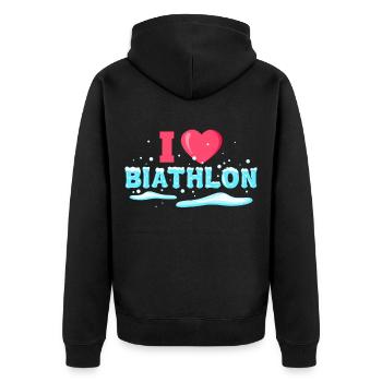 J'aime le biathlon - Veste à capuche bio Premium Unisexe - noir - Dos - Nico (187cm)