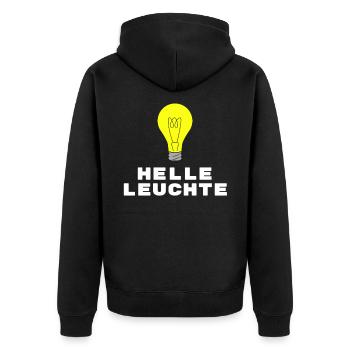 Helle Leuchte lustiger Spruch Student schlau - Unisex Premium Bio Zip Hoodie - Schwarz - Hinten - Nico (187cm)