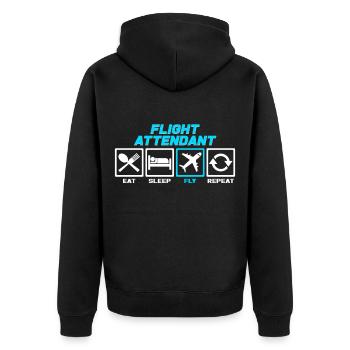 Essen Schlafen Fliegen Wiederholen - Unisex Premium Bio Zip Hoodie - Schwarz - Hinten - Nico (187cm)