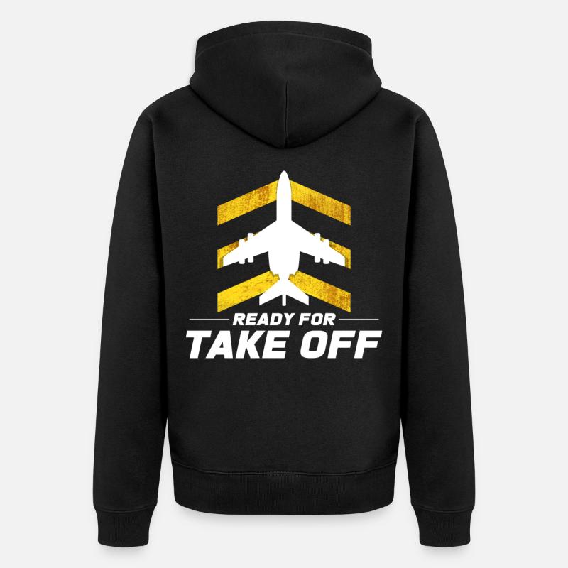 Flugzeug Start - Unisex Premium Bio Zip Hoodie - Schwarz