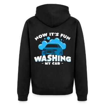 Lavage de voiture - Veste à capuche bio Premium Unisexe - noir - Dos - Nico (187cm)