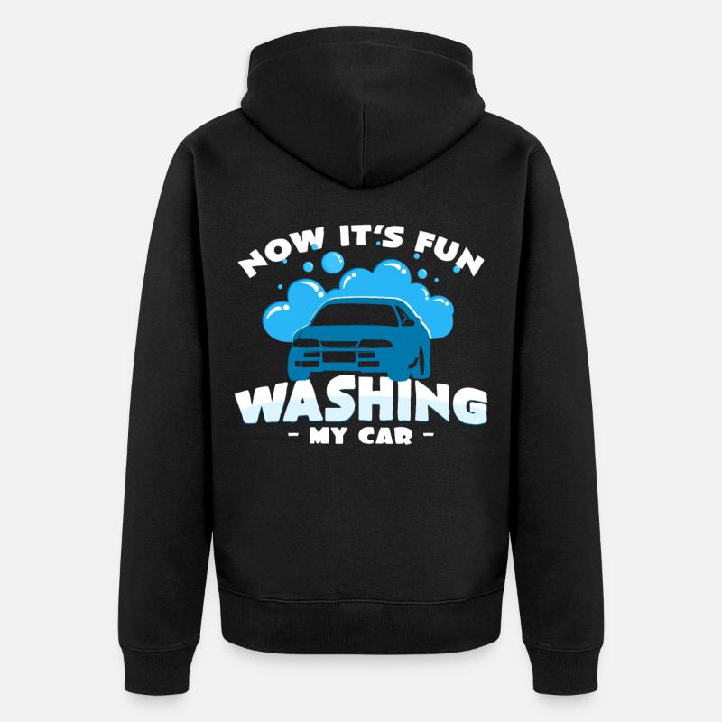 Auto Waschen - Unisex Premium Bio Zip Hoodie - Schwarz