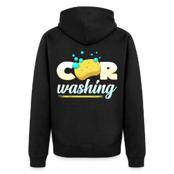 Detailing Detailer Car Washing Fahrzeugpflege - Unisex Premium Bio Zip Hoodie - Schwarz - Hinten - Nico (187cm)