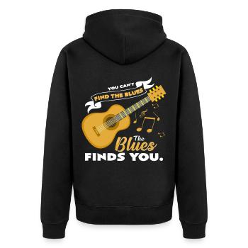 Du kannst Blues nicht finden Geschenkidee Musik - Unisex Premium Bio Zip Hoodie - Schwarz - Hinten - Nico (187cm)