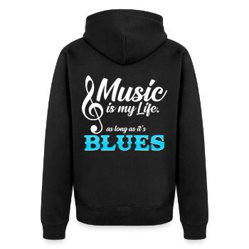 Musik ist mein Leben Blues-Musik Blues Geschenk - Unisex Premium Bio Zip Hoodie - Schwarz - Hinten - Nico (187cm)