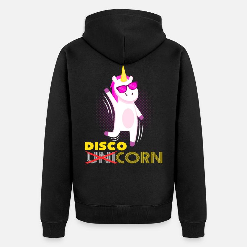 Disco Einhorn - Unisex Premium Bio Zip Hoodie - Schwarz