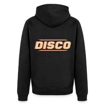 Disco - Unisex Premium Bio Zip Hoodie - Schwarz - Hinten - Nico (187cm)