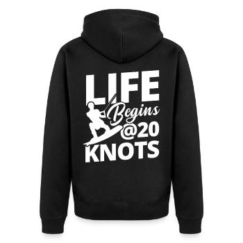 Kiteboard Knoten Kiten Kiteboarding Kiteboarder - Unisex Premium Bio Zip Hoodie - Schwarz - Hinten - Nico (187cm)