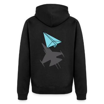 Avion en papier avec pilote cadeau jet shadow - Veste à capuche bio Premium Unisexe - noir - Dos - Nico (187cm)