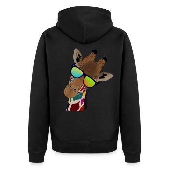 Regenbogen Giraffe mit Sonnebrille Geschenkidee - Unisex Premium Bio Zip Hoodie - Schwarz - Hinten - Nico (187cm)
