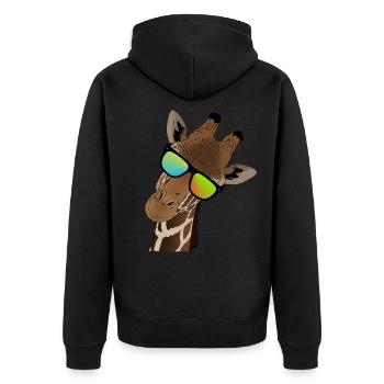 Idée cadeau girafe avec lunettes de soleil - Veste à capuche bio Premium Unisexe - noir - Dos - Nico (187cm)