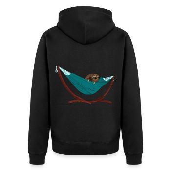 Sloth in hammock Gift idea for children - Unisex Premium Organic Zip Hoodie - black - Back - Nico (187cm)