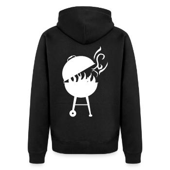 Grill - Unisex Premium Bio Zip Hoodie - Schwarz - Hinten - Nico (187cm)