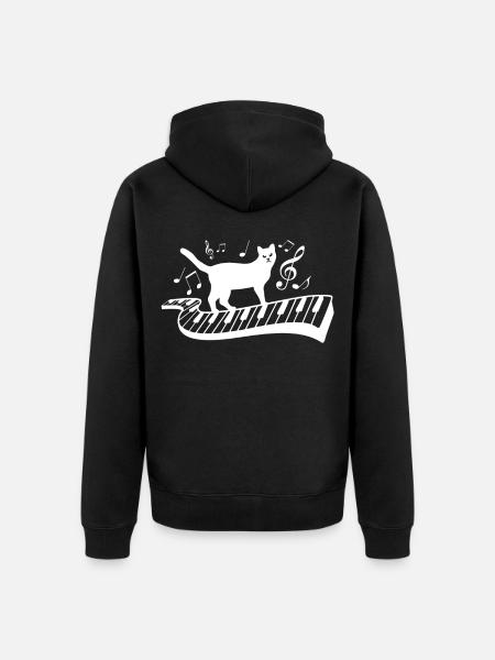 Klavier Katze - Unisex Premium Bio Zip Hoodie - Schwarz