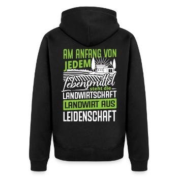Landwirt Leidenschaft Lebensmittel Landwirtschaft - Unisex Premium Bio Zip Hoodie - Schwarz - Hinten - Nico (187cm)