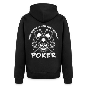 poker - Unisex Premium Organic Zip Hoodie - black - Back - Nico (187cm)