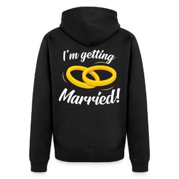 Hochzeit - Unisex Premium Bio Zip Hoodie - Schwarz - Hinten - Nico (187cm)