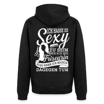 Coiffeuse sexy - Salon de coiffure Salon Studio - Veste à capuche bio Premium Unisexe - noir - Dos - Nico (187cm)