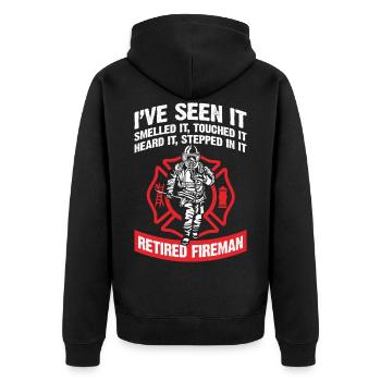 Firefighter Pension Retirement Pensioner Fire Brigade - Unisex Premium Organic Zip Hoodie - black - Back - Nico (187cm)