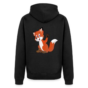 Fox - Unisex Premium Organic Zip Hoodie - black - Back - Nico (187cm)