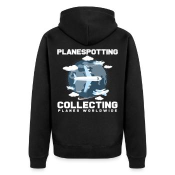 Flugzeuge - Unisex Premium Bio Zip Hoodie - Schwarz - Hinten - Nico (187cm)