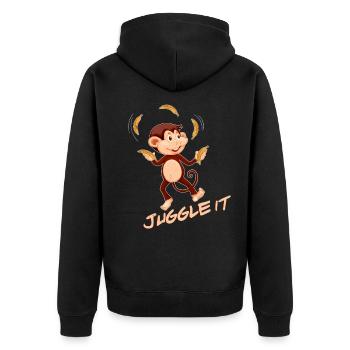 Affe - Unisex Premium Bio Zip Hoodie - Schwarz - Hinten - Nico (187cm)