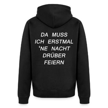 Feiern - Unisex Premium Bio Zip Hoodie - Schwarz - Hinten - Nico (187cm)