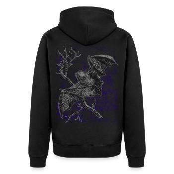 Fledermaus Vampir - Unisex Premium Bio Zip Hoodie - Schwarz - Hinten - Nico (187cm)