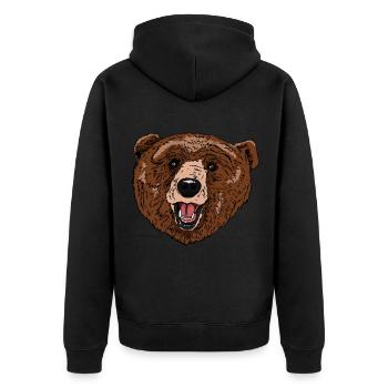 Brown bear face from the national park gift idea - Unisex Premium Organic Zip Hoodie - black - Back - Nico (187cm)