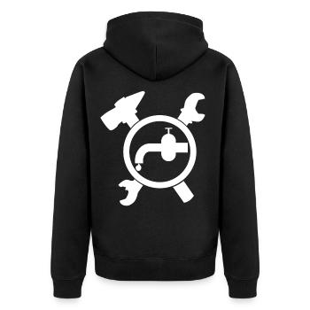 Plombier marque d’artisanat installateur - Veste à capuche bio Premium Unisexe - noir - Dos - Nico (187cm)